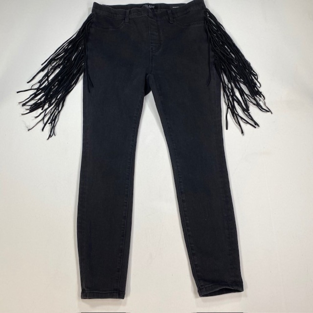 Judy Blue Los Angeles Black Fringe Skinny Fit Jeans Womens 13/31 Western Boho